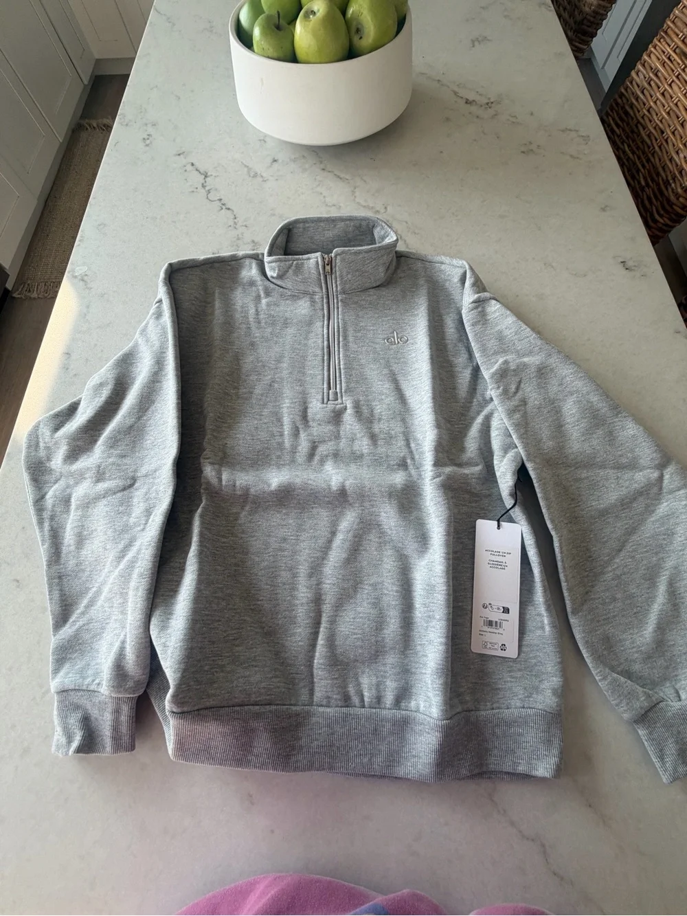 ALO Yoga Women's Grey Half-Zip Sweatshirt accolade ! New ! L